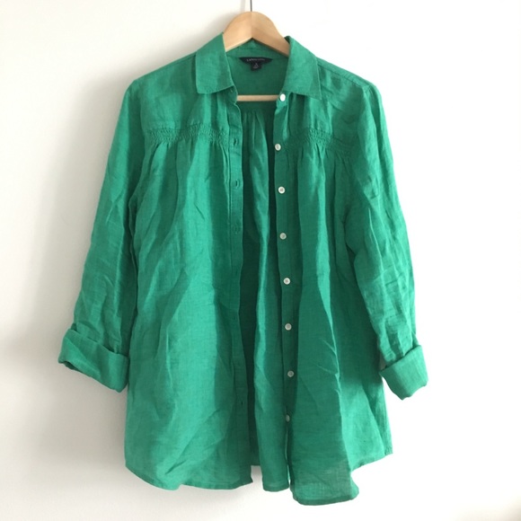 Lands' End Tops - Lands' End 100% Linen Button Down Shirt Top